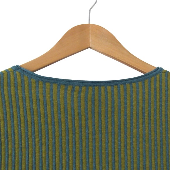 Two Danes Blue Green Striped Colorblock Sweater Size Small Lightweight Classic - Picture 7 of 9